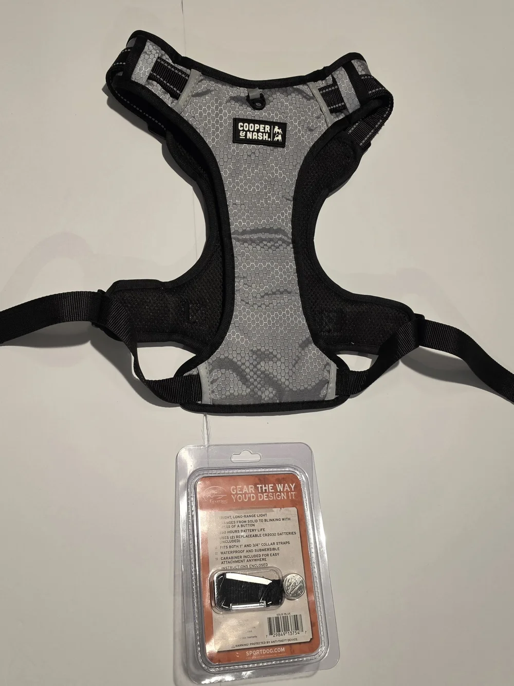 Reflective Gray Dog Harness with Blue Locator Beacon - NWOT